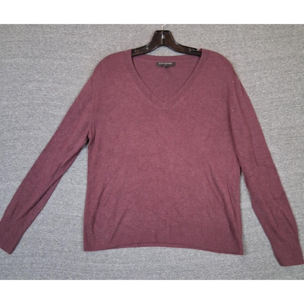 Banana Republic Womens Sweater M Red Metalic Cozy Cabin Holiday PNW Casual